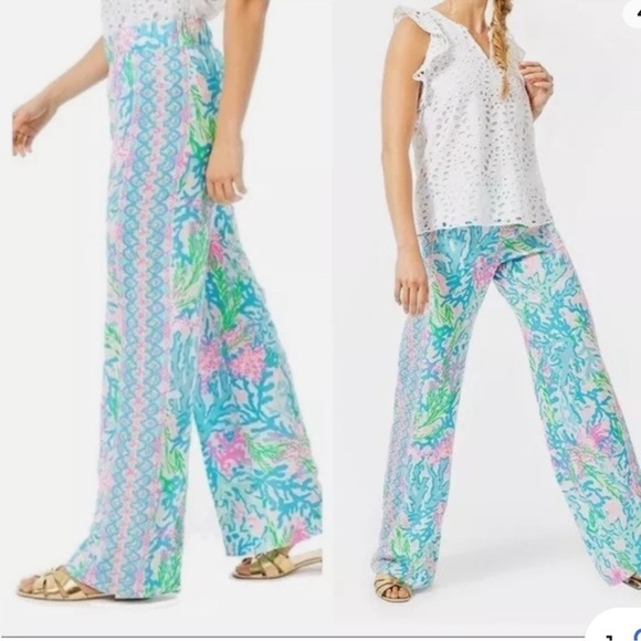 Lilly Pulitzer Lorena Breezy Palazzo Pants
Multi Sink Or Swim NWT Sz L - Picture 2 of 8